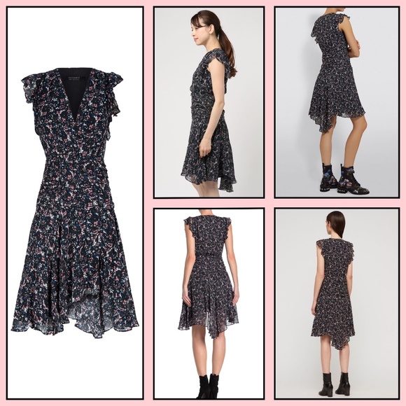 ALLSAINTS- CARIS FLORAL DRAPED DRESS (NWT) - Picture 12 of 16
